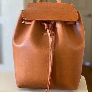 mansur gavriel mini backpack tan with pink
